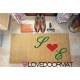 Felpudo interior personalizado - Tus iniciales y tu corazón - coco natural LOVEDOORMAT Marca registrada hecha a mano en Italia