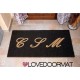 Custom indoor doormat - Family Surname and Edging- in natural coconut LOVEDOORMAT Registered Trademark Handmade in Italy