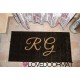 Custom indoor doormat - Family Surname and Edging- in natural coconut LOVEDOORMAT Registered Trademark Handmade in Italy