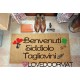 Custom indoor doormat - Cat Hearts Four Leaf Clover Names - in natural coconut LOVEDOORMAT Registered Trademark Handmade in Ital