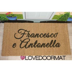 Custom indoor doormat - 2 Names - in natural coconut cm. 100x50x2 LOVEDOORMAT Registered Trademark Handmade in Italy