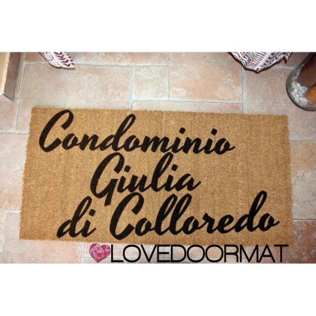 Felpudo interior personalizado - Nombre del condominio - coco natural LOVEDOORMAT Marca registrada hecha a mano en Italia