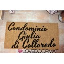 Custom indoor doormat - Condominium name - in natural coconut cm. 100x50x2 LOVEDOORMAT Registered Trademark Handmade in Italy