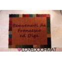 Custom indoor doormat - Mosaic frame - in natural coconut cm. 100x50x2 LOVEDOORMAT Registered Trademark Handmade in Italy