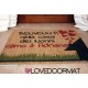 Custom indoor doormat - Welcome to the home of - in natural coconut LOVEDOORMAT Registered Trademark Handmade in Italy
