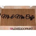 Custom indoor doormat - Mr. & Mrs. Your Names - in natural coconut cm. 100x50x2 LOVEDOORMAT Registered Trademark Handmade in Italy