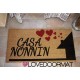 Custom indoor doormat - House Name Hearts - in natural coconut LOVEDOORMAT Registered Trademark Handmade in Italy