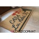 Custom indoor doormat - House Name Hearts - in natural coconut LOVEDOORMAT Registered Trademark Handmade in Italy