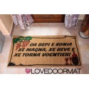 Custom indoor doormat - Frame Bunches Grapes, Wine, Your Text - in natural coconut cm. 100x50x2 LOVEDOORMAT Registered Trademark Handmade in Italy