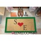 Custom indoor doormat - Your initials, heart and edges - in natural coconut LOVEDOORMAT Registered Trademark Handmade in Italy