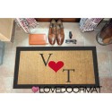 Custom indoor doormat - Your initials, heart and edges - in natural coconut cm. 100x50x2 LOVEDOORMAT Registered Trademark Handmade in Italy