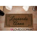 Custom indoor doormat - Your Intertwined Names - in natural coconut cm. 100x50x2 LOVEDOORMAT Registered Trademark Handmade in Italy