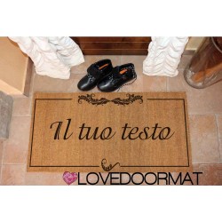 Custom indoor doormat - Your Text and  Adorable Frame - in natural coconut LOVEDOORMAT Registered Trademark Handmade in Italy