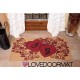 Custom indoor doormat - Your Initials, and Frame, Hearts Flowers - in natural coconut LOVEDOORMAT Registered Trademark Handmade 