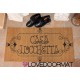 Custom indoor doormat - Your text, retro frame - in natural coconut LOVEDOORMAT Registered Trademark Handmade in Italy