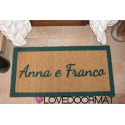 Custom indoor doormat - Your Names and Borders - in natural coconut cm. 100x50x2 LOVEDOORMAT Registered Trademark Handmade in Italy