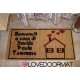 Custom indoor doormat - Your Text, Little Red House - in natural coconut LOVEDOORMAT