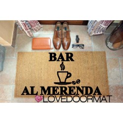 Felpudo interior personalizado - Bar Cafetería y tu nombre - coco natural LOVEDOORMAT Marca registrada hecha a mano en Italia