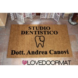 Zerbino Personalizzato -  Studio Dentista e Tuo Nome - uso interno, in cocco naturale cm. 100x50x2 LOVEDOORMAT Marchio Registrato Handmade in Italy